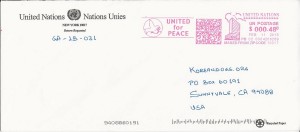 UN Response envelope for letter to UN SG Ban Ki-Moon