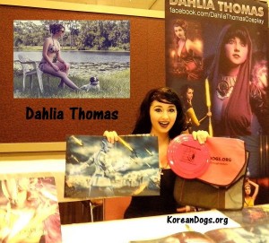 Dahlia Thomas is gorgeous and talented. She is a dog lover. Dahlia has sensational autographed photos at extremely reasonable prices. It was a thrill to meet both Dahlia and Jenifer Ann at Ancient CityCon in Jacksonville, Florida on 7-19-15.. www.facebook.com/DahliaThomasCosplay 