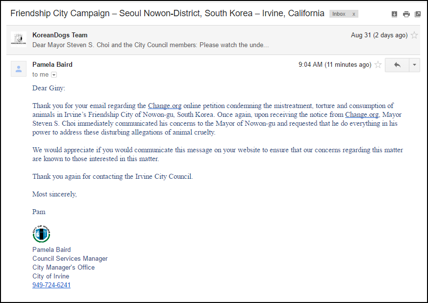 Response from City of Irvine_090216_Nowon Seoul