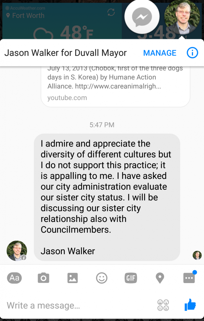 Response from Duvall Council Member Jason Walker 031217