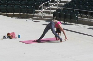 This limber woman did yoga exercises on center stage for almost the entire two hours that we were there.