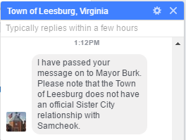 Response from Town of Leesburg, Virginia 042017
